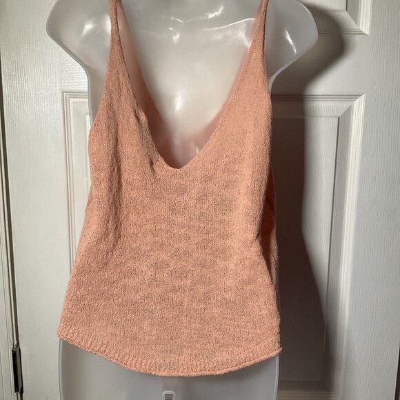 FP Beach Peach Orange Pink Pullover Round Hem Tank NWT Knit Small Casual Preppy - Picture 5 of 12